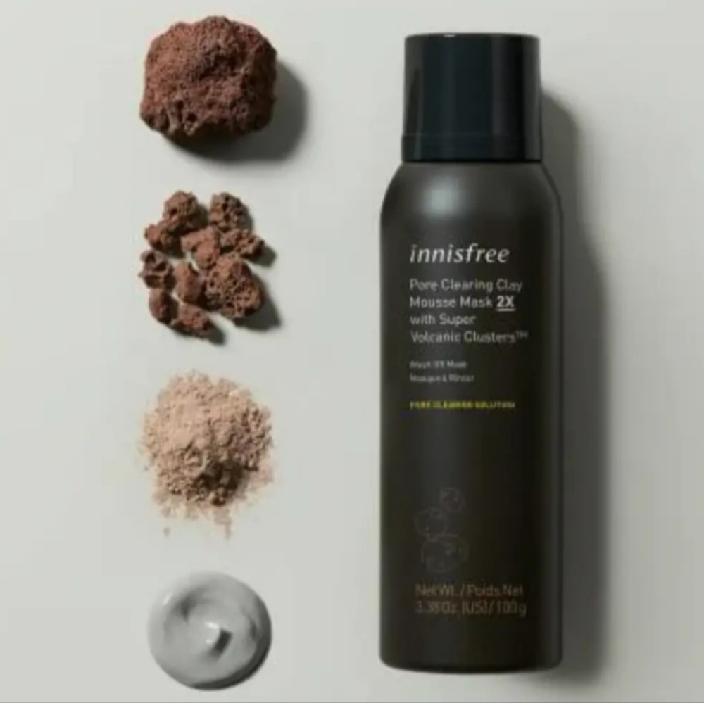 Innisfree Pore Clearing Clay Mousse Mask 2X Volcanic Clusters NIB EXP 11/25.NIB